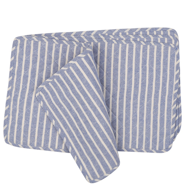 NEOVIVA Quilted Denim Placemats for Kitchen Table, Set of 4