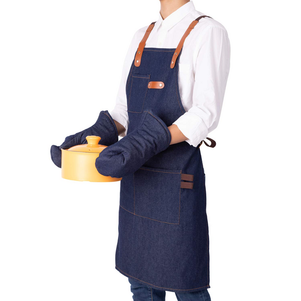NEOVIVA Kitchen Aprons with Pockets for Mother and Daughter, Double-Layered Bib
