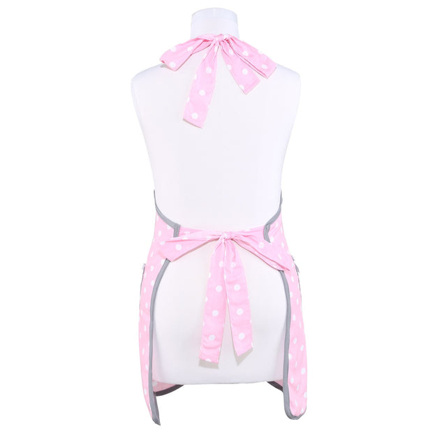 NEOVIVA Bib Aprons for Toddler Girls with Pockets, Lightweight Kids Chef Apron for Play Kitchen Style Wendy, Polka Dots Pink