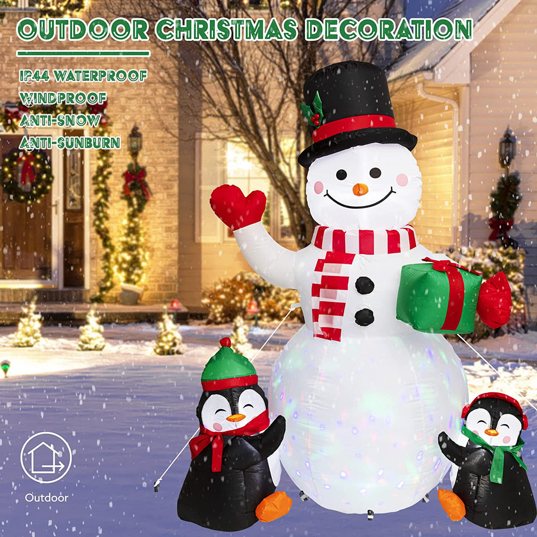 6ft Christmas Inflatable Snowman & Penguins LED Lighted top Blow-up Yard Lawn